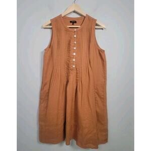 Quince Tunic Womens M 100% Linen Sleeveless Dress Brown
